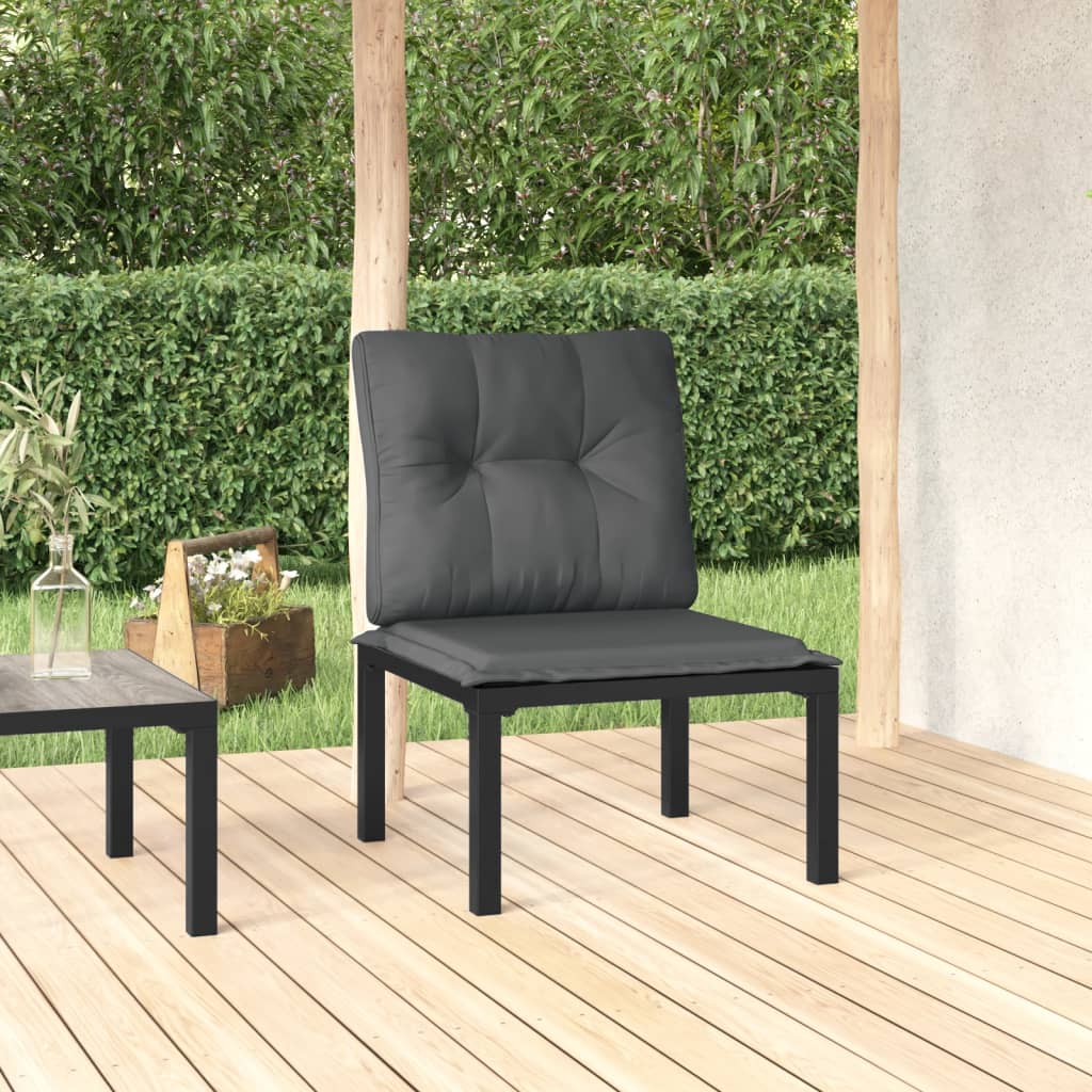 Poltrona da Giardino con Cuscini Polyrattan Nero e Grigio - homemem39