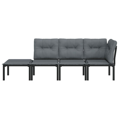 Set Salotto da Giardino 4 pz Nero e Grigio in Polyrattan | homemem39