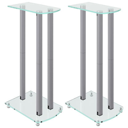 Pedane Casse 2pz Argento Vetro Temperato Design a 3 Pilastri - homemem39