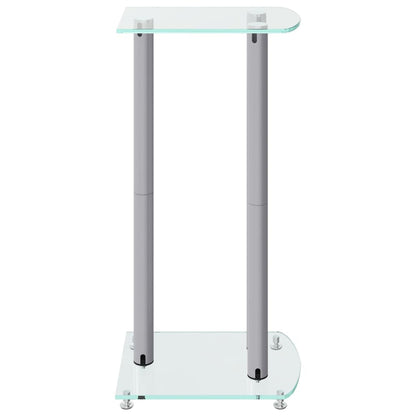 Pedane Casse 2pz Argento Vetro Temperato Design a 3 Pilastri - homemem39