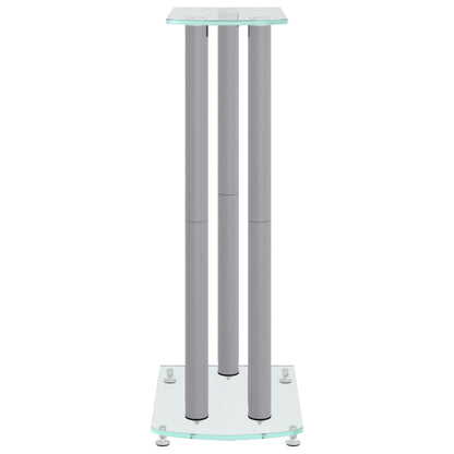 Pedane Casse 2pz Argento Vetro Temperato Design a 3 Pilastri - homemem39