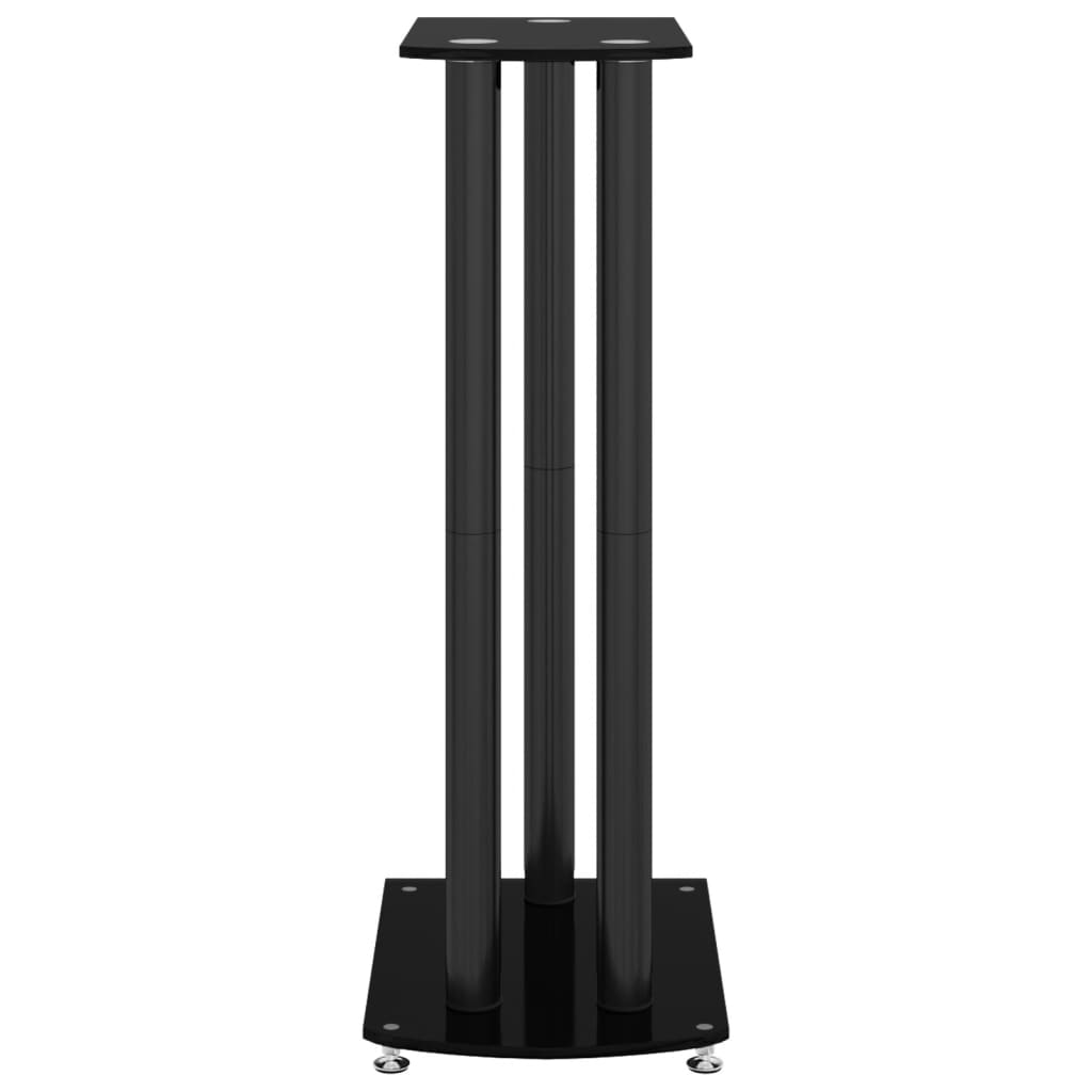 Pedane per Casse 2pz Nero Vetro Temperato Design a 3 Pilastri - homemem39