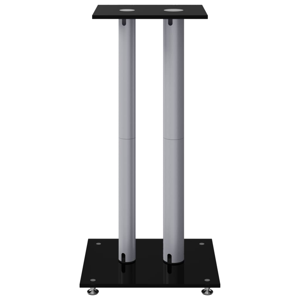 Pedane Casse 2pz Nero Argento Vetro Temperato Design 2 Pilastri - homemem39