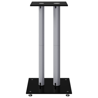 Pedane Casse 2pz Nero Argento Vetro Temperato Design 2 Pilastri - homemem39
