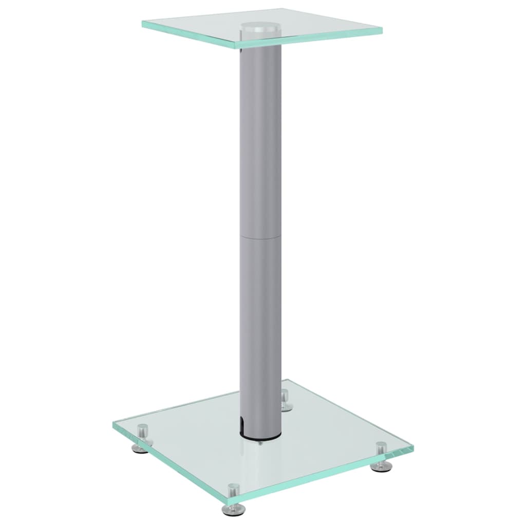Pedane Casse 2pz Argento Vetro Temperato Design a 1 Pilastro - homemem39