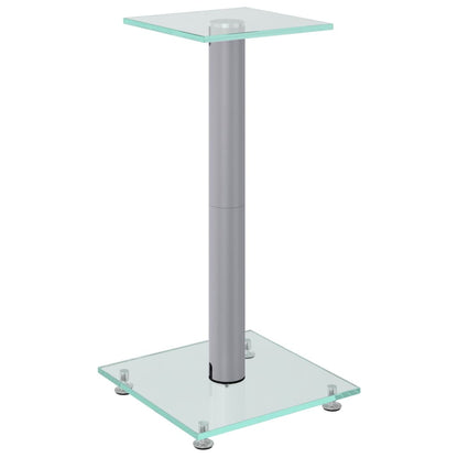Pedane Casse 2pz Argento Vetro Temperato Design a 1 Pilastro - homemem39