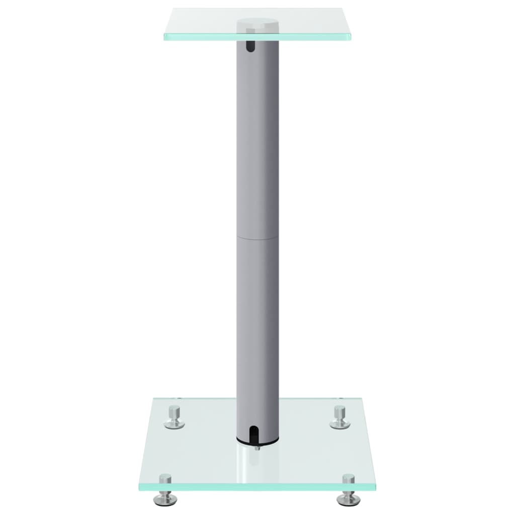 Pedane Casse 2pz Argento Vetro Temperato Design a 1 Pilastro - homemem39