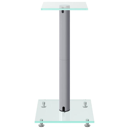 Pedane Casse 2pz Argento Vetro Temperato Design a 1 Pilastro - homemem39