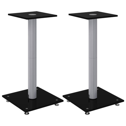 Pedane Casse 2pz Nero Argento Vetro Temperato Design 1 Pilastro - homemem39