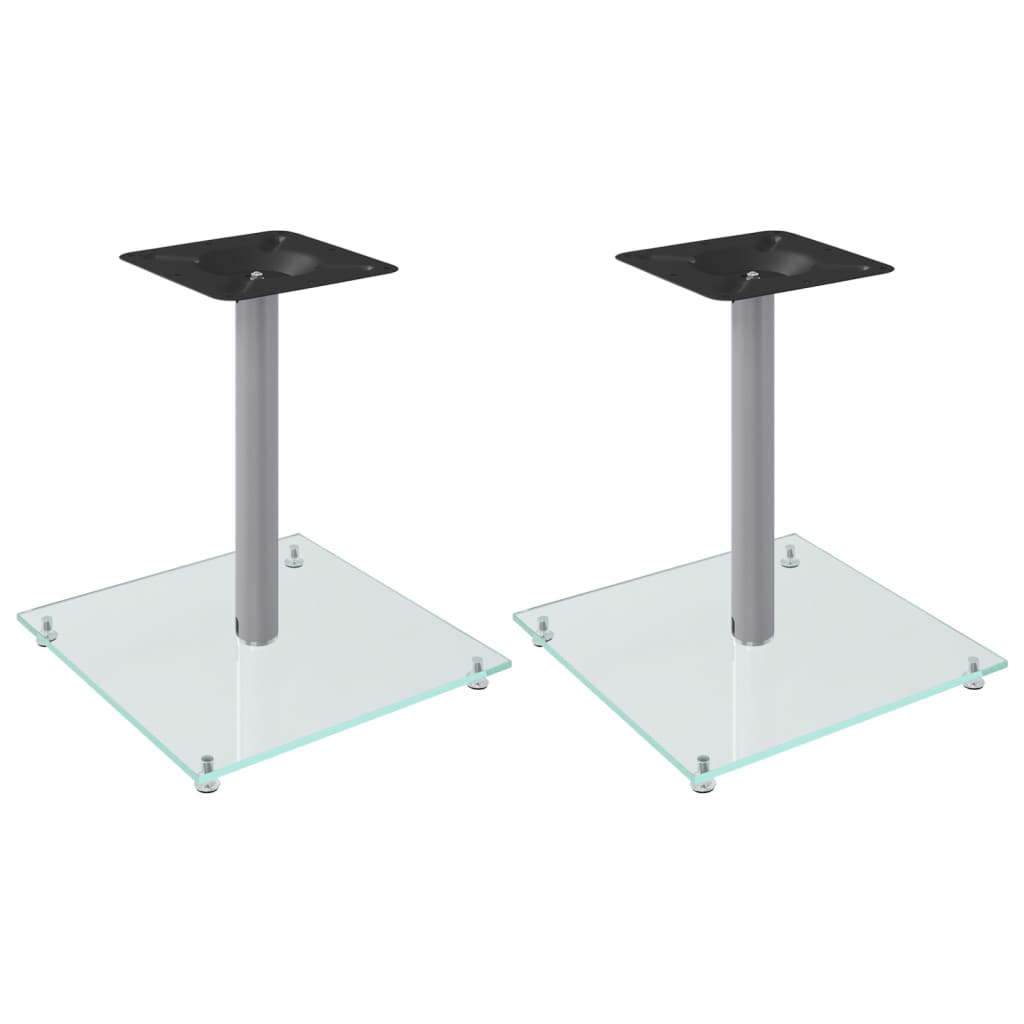 Pedane Casse 2pz Argento Vetro Temperato Design a 1 Pilastro - homemem39