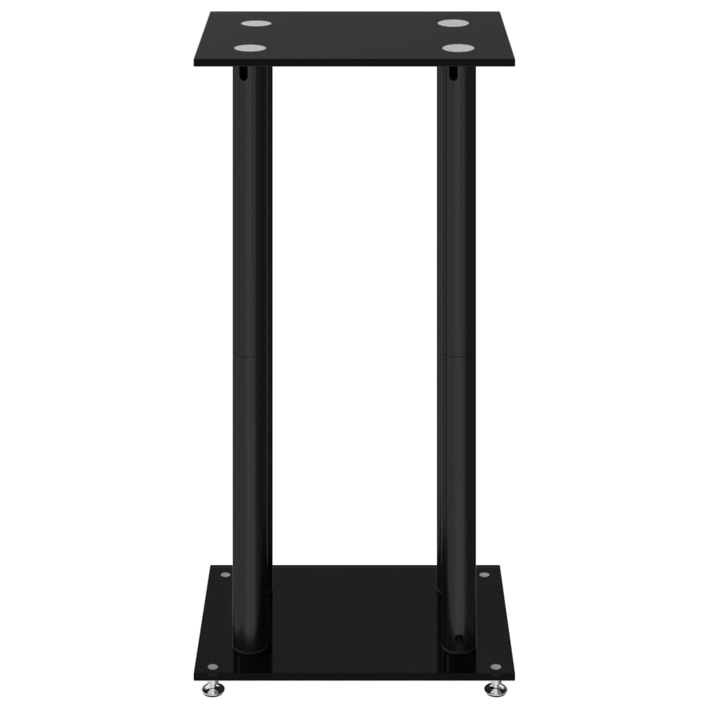 Pedane per Casse 2pz Nero Vetro Temperato Design a 4 Pilastri - homemem39