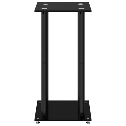 Pedane per Casse 2pz Nero Vetro Temperato Design a 4 Pilastri - homemem39