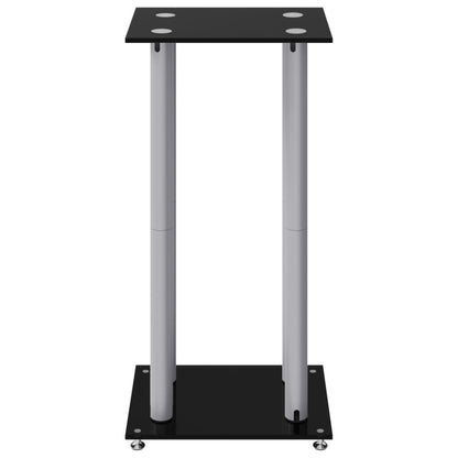 Pedane Casse 2pz Nero Argento Vetro Temperato Design 4 Pilastri - homemem39
