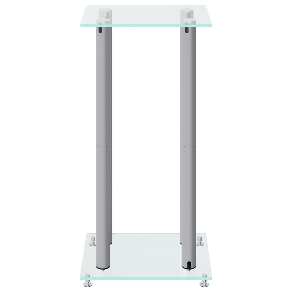 Pedane Casse 2pz Argento Vetro Temperato Design a 4 Pilastri - homemem39