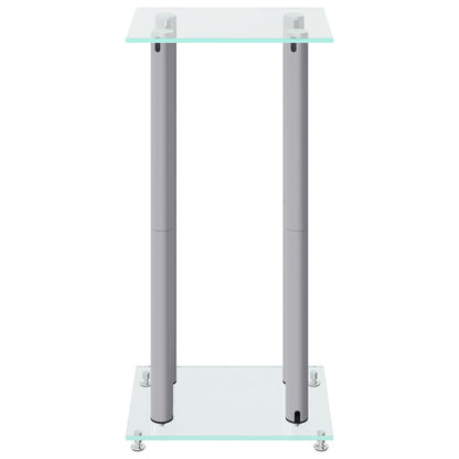 Pedane Casse 2pz Argento Vetro Temperato Design a 4 Pilastri - homemem39