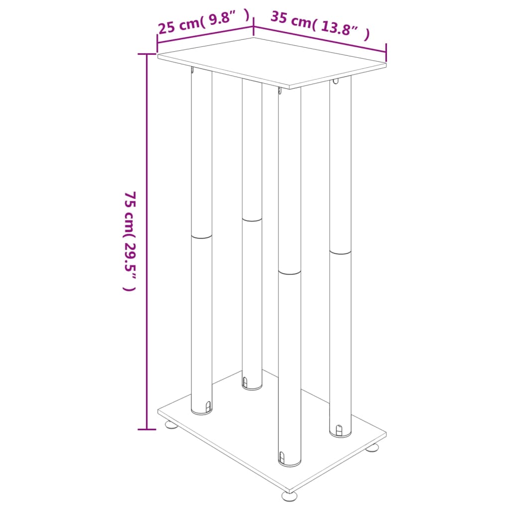 Pedane Casse 2pz Argento Vetro Temperato Design a 4 Pilastri - homemem39