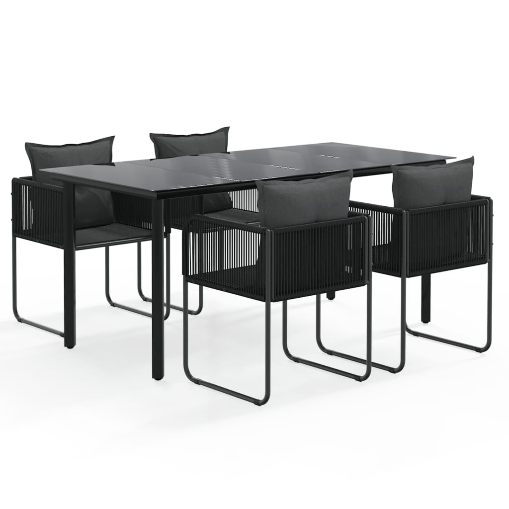 Set da Pranzo da Giardino 5 pz Nero - homemem39