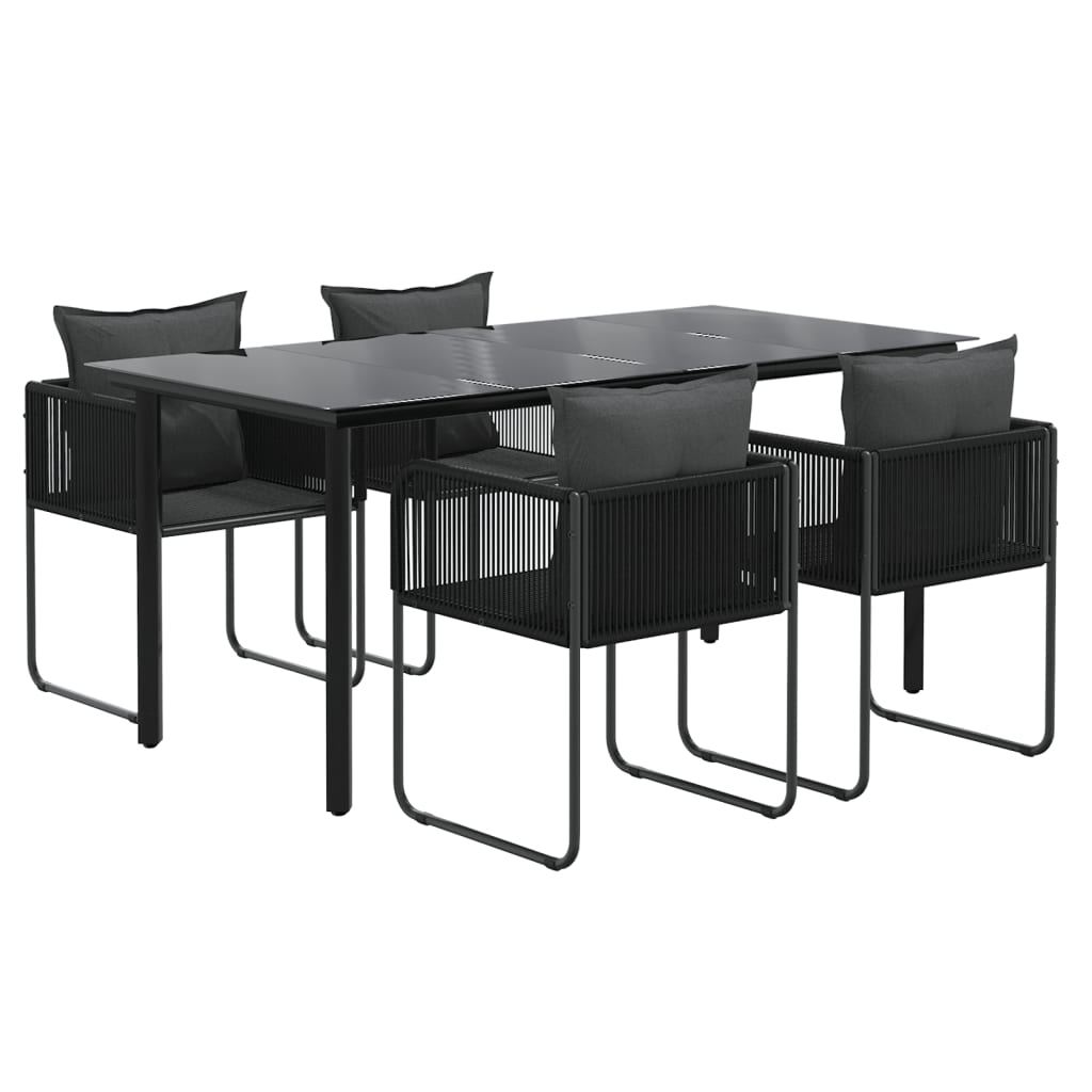 Set da Pranzo da Giardino 5 pz Nero - homemem39