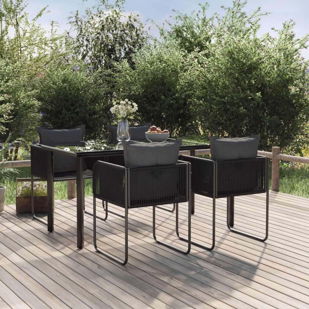 Set da Pranzo da Giardino 5 pz Nero - homemem39
