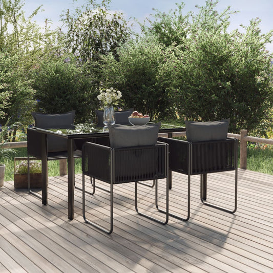 Set da Pranzo da Giardino 5 pz Nero - homemem39