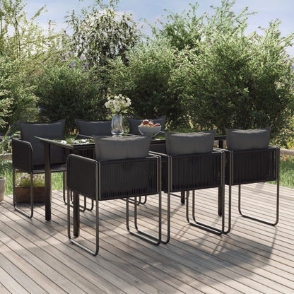 Set da Pranzo da Giardino 7 pz Nero - homemem39