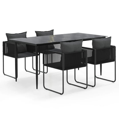 Set da Pranzo da Giardino 5 pz Nero - homemem39