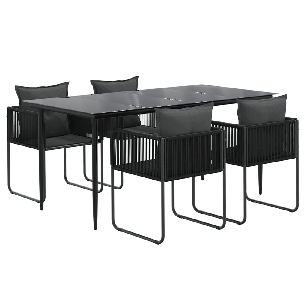 Set da Pranzo da Giardino 5 pz Nero - homemem39