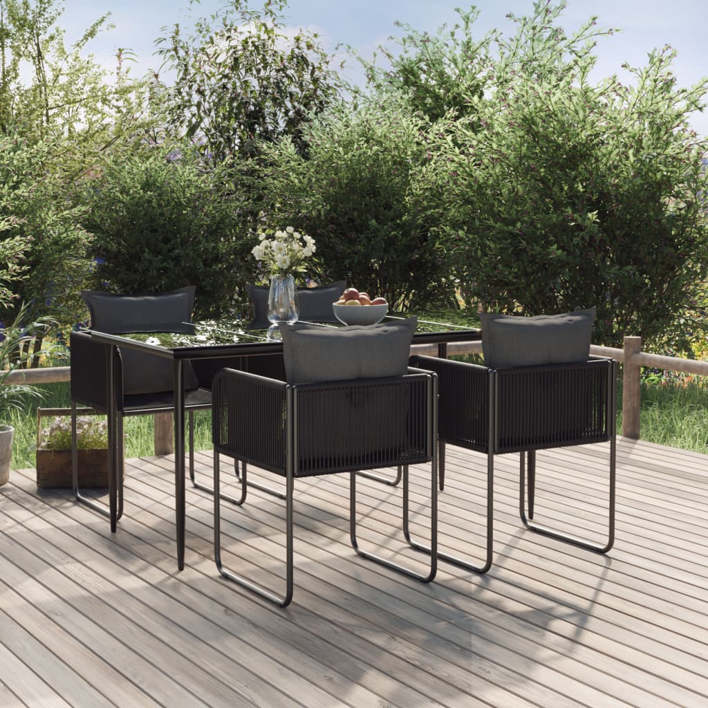 Set da Pranzo da Giardino 5 pz Nero - homemem39
