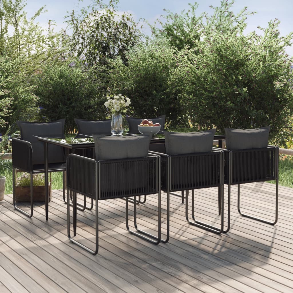 Set da Pranzo da Giardino 7 pz Nero - homemem39