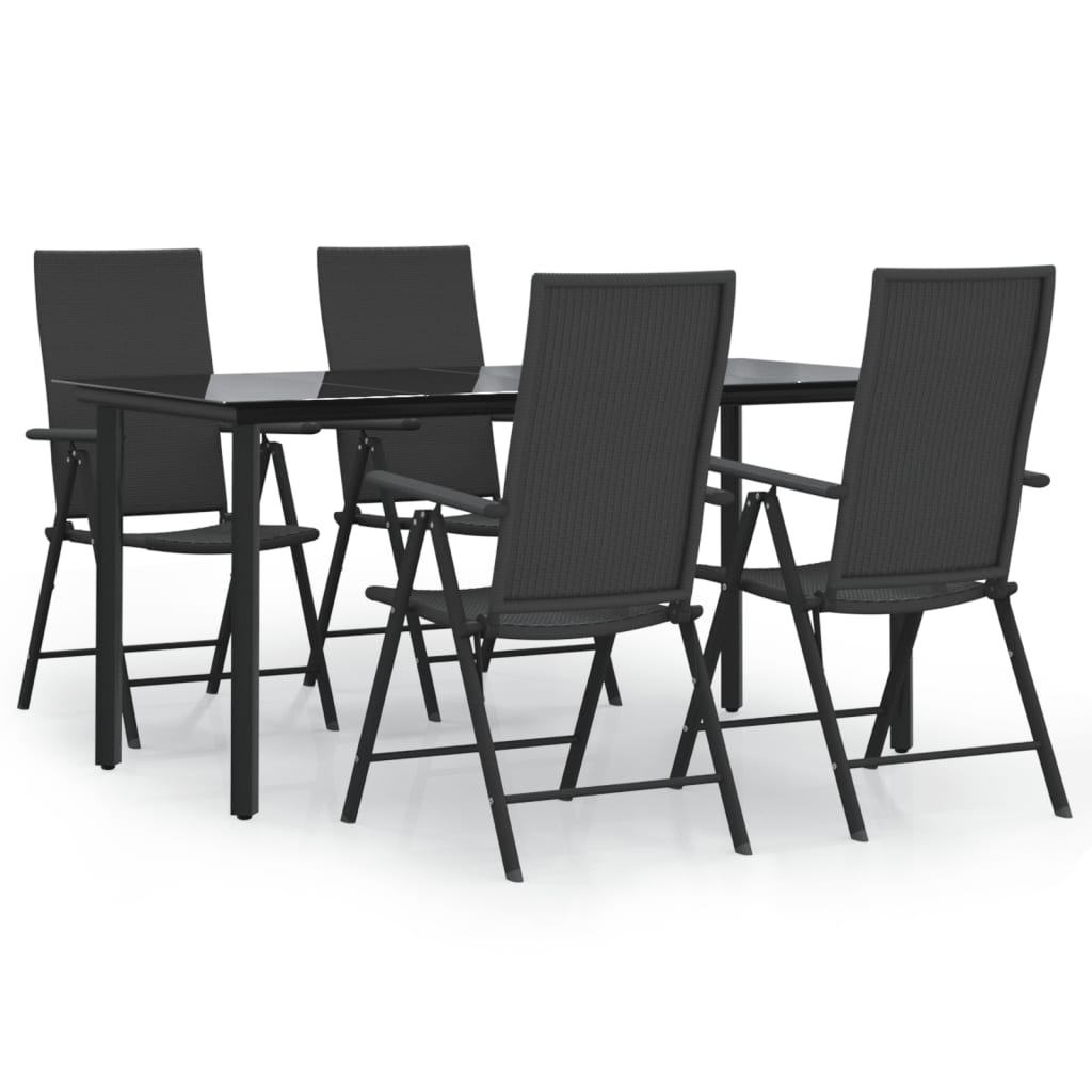 Set da Pranzo da Giardino 5 pz Nero in Polyrattan | homemem39