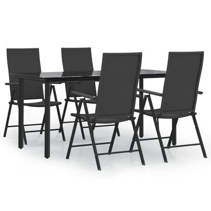 Set da Pranzo da Giardino 5 pz Nero in Polyrattan - homemem39