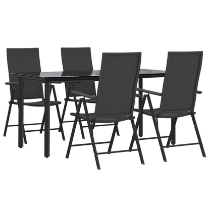 Set da Pranzo da Giardino 5 pz Nero in Polyrattan - homemem39