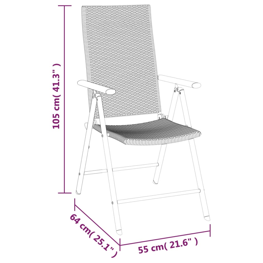 Set da Pranzo da Giardino 5 pz Nero in Polyrattan | homemem39