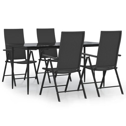 Set da Pranzo da Giardino 5 pz Nero in Polyrattan - homemem39