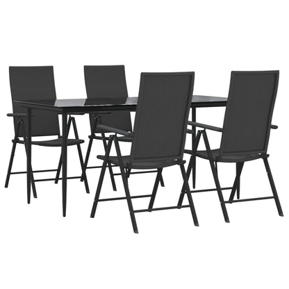 Set da Pranzo da Giardino 5 pz Nero in Polyrattan - homemem39