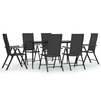 Set da Pranzo da Giardino 7 pz Nero in Polyrattan - homemem39