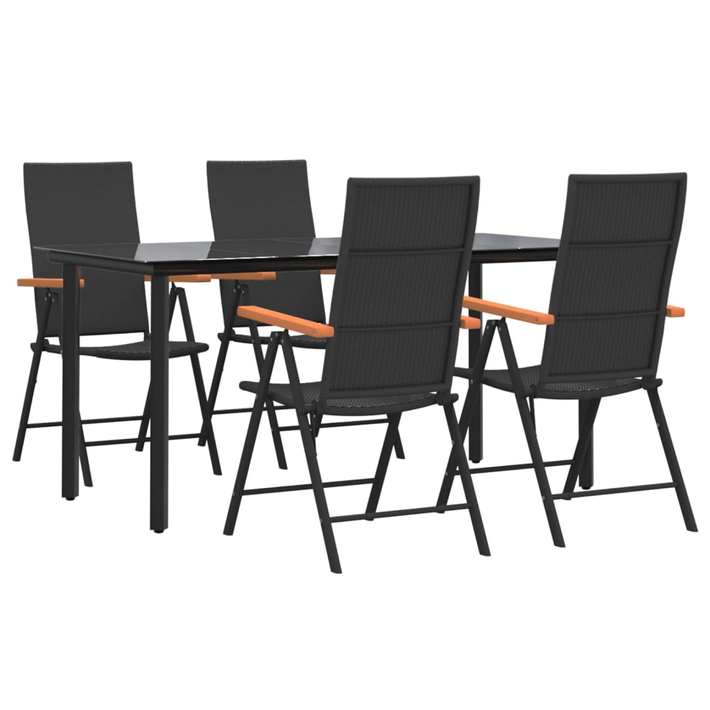 Set da Pranzo da Giardino 5 pz Nero e Marrone in Polyrattan - homemem39