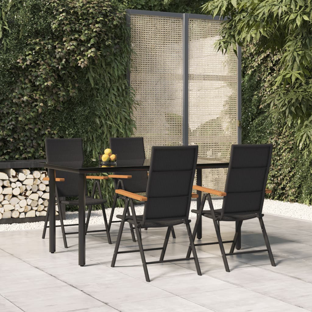 Set da Pranzo da Giardino 5 pz Nero e Marrone in Polyrattan - homemem39
