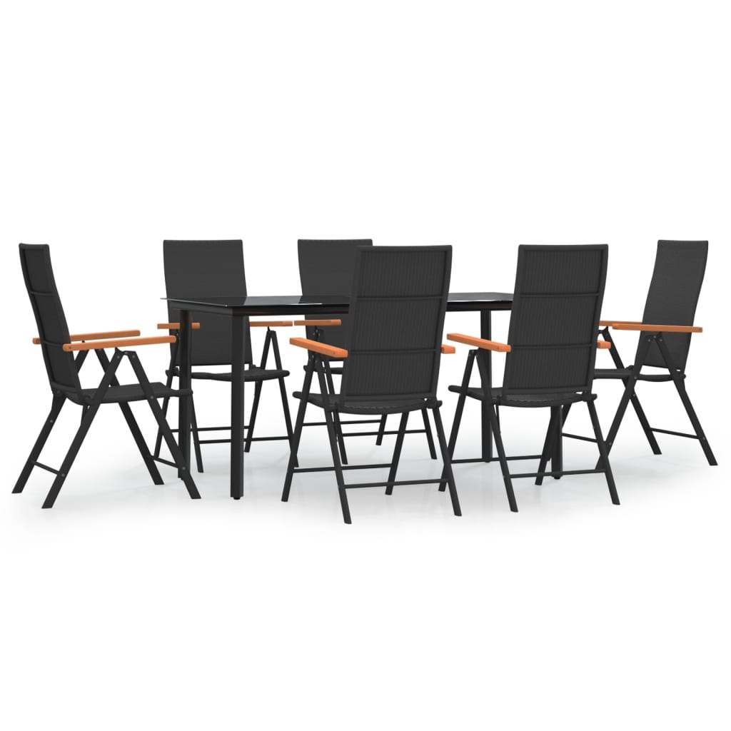 Set da Pranzo da Giardino 7 pz Nero e Marrone in Polyrattan | homemem39