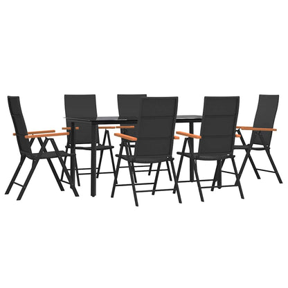 Set da Pranzo da Giardino 7 pz Nero e Marrone in Polyrattan | homemem39