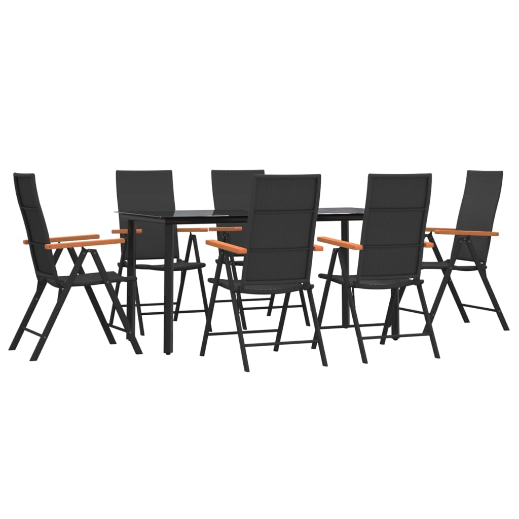 Set da Pranzo da Giardino 7 pz Nero e Marrone in Polyrattan - homemem39