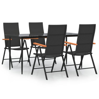 Set da Pranzo da Giardino 5 pz Nero e Marrone in Polyrattan - homemem39