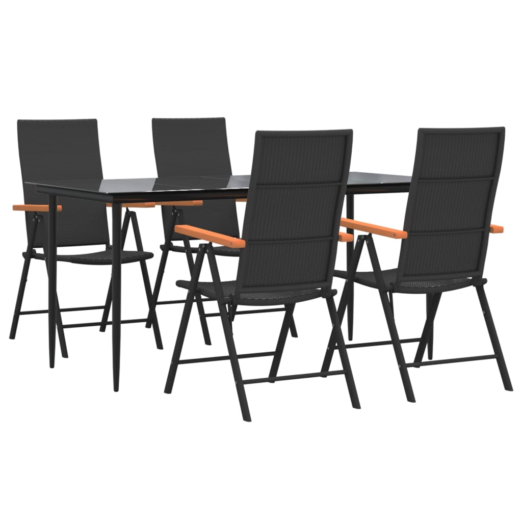 Set da Pranzo da Giardino 5 pz Nero e Marrone in Polyrattan - homemem39