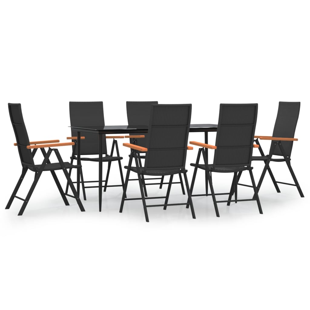 Set da Pranzo da Giardino 7 pz Nero e Marrone in Polyrattan - homemem39