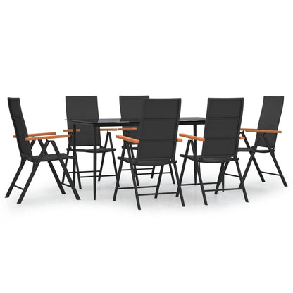 Set da Pranzo da Giardino 7 pz Nero e Marrone in Polyrattan - homemem39