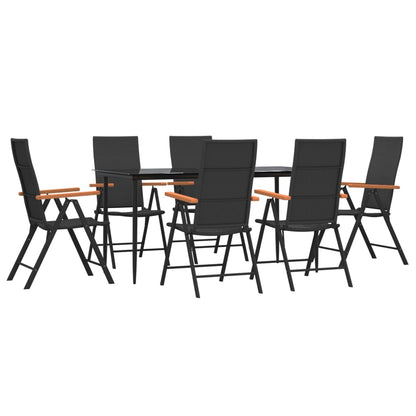 Set da Pranzo da Giardino 7 pz Nero e Marrone in Polyrattan | homemem39
