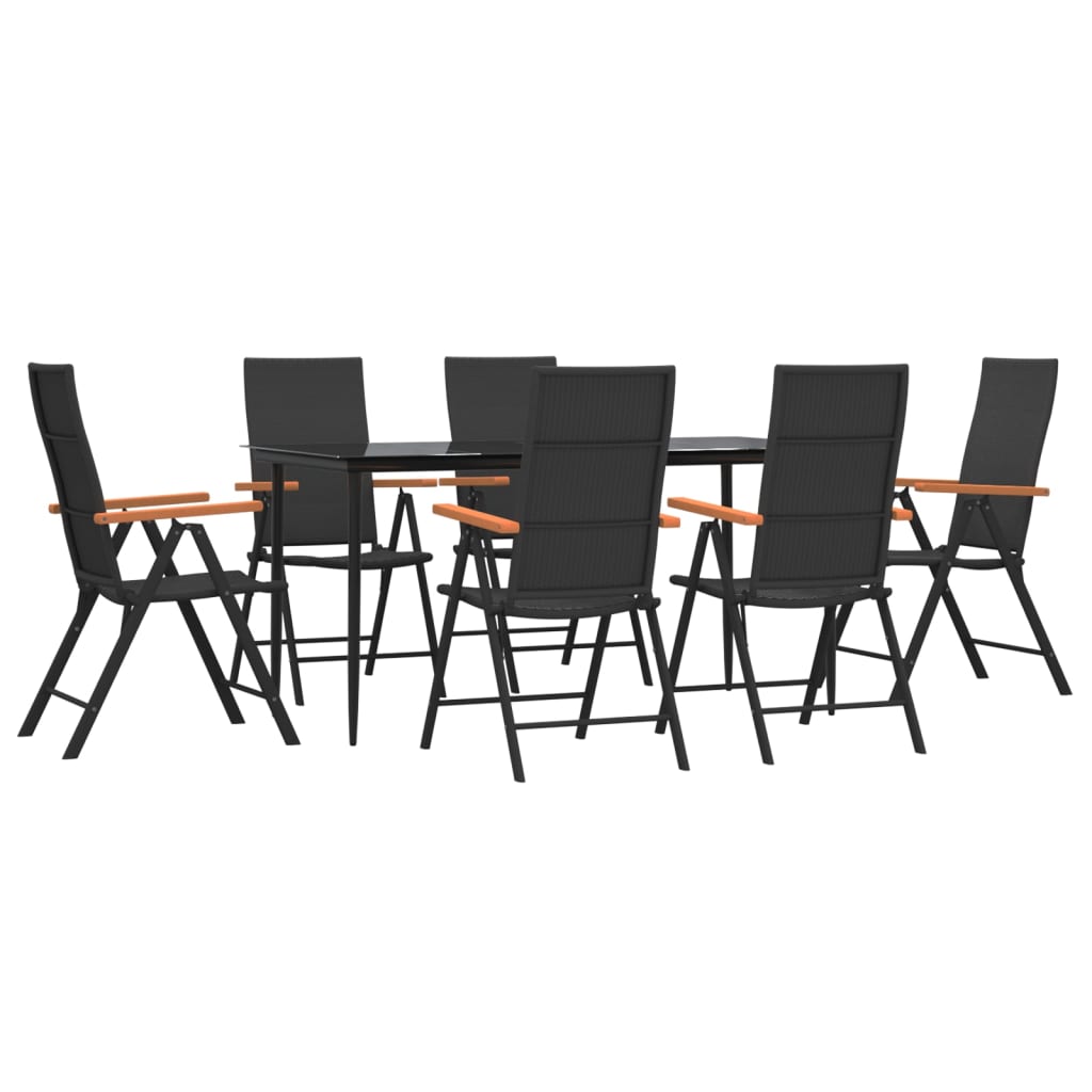 Set da Pranzo da Giardino 7 pz Nero e Marrone in Polyrattan - homemem39