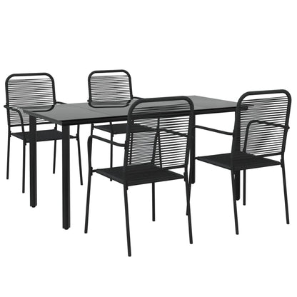 Set da Pranzo da Giardino 5 pz Nero Corda di Cotone e Acciaio | homemem39