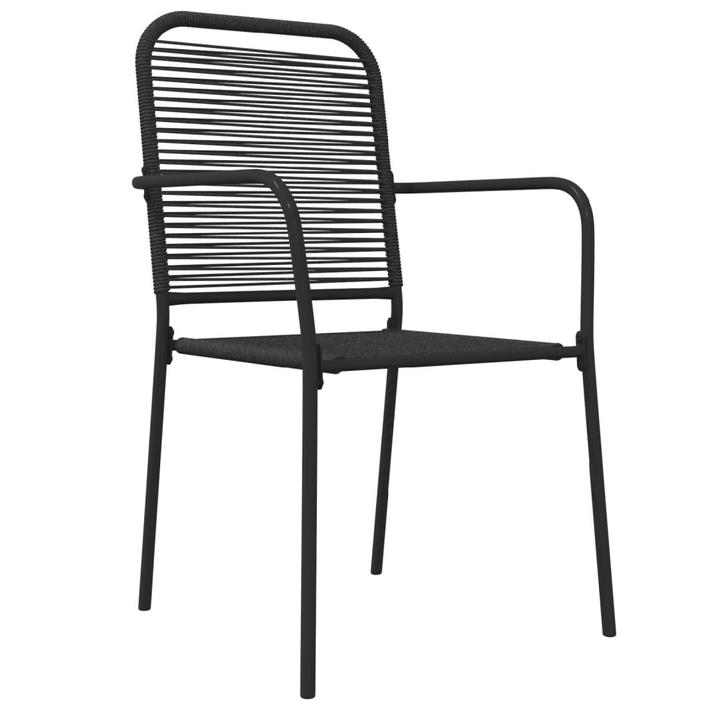 Set da Pranzo da Giardino 5 pz Nero Corda di Cotone e Acciaio - homemem39