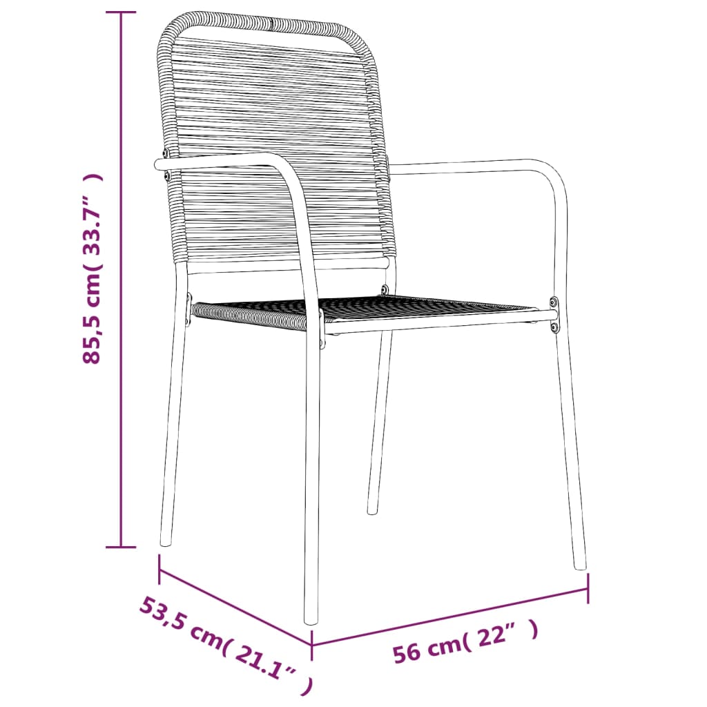 Set da Pranzo da Giardino 5 pz Nero Corda di Cotone e Acciaio | homemem39